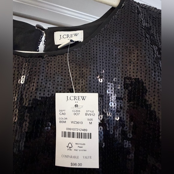 NWT: J. Crew Factory Black Sequin Shell Top, Size Medium - Picture 7 of 8